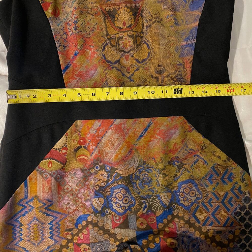 Etro Wool Stretch Colorblock Print Sheath Designer Midi Dress Size 46, US 8/10 - Picture 8 of 11